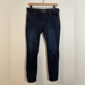 Express Super Soft Super Skinny Low Rise Blue Jean Size 6 Stretchy Dark Wash EUC